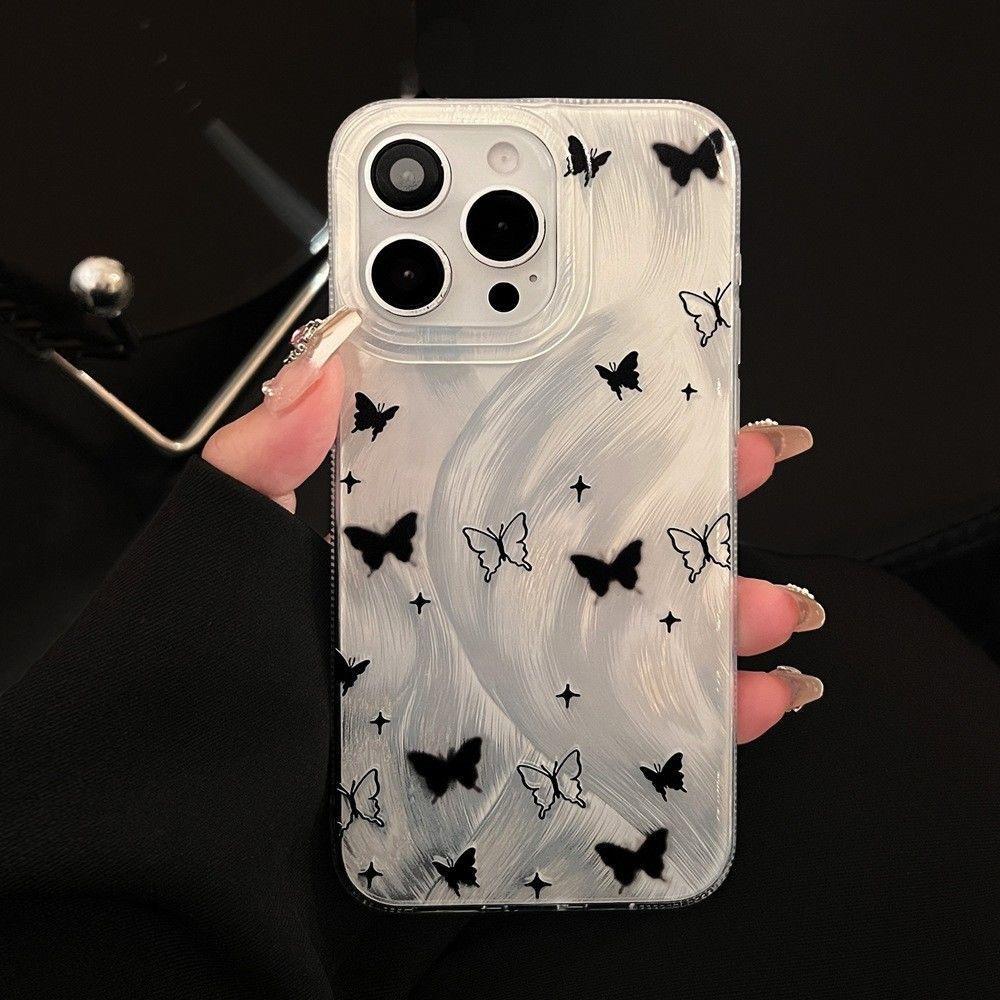 Black butterfly Phone Case For IPhone 16 16e 14 13 15 Pro Max 11 12 Pro 7 8 Plus SE 2022 Shockproof Cover Case 16 15 14 13 12 11