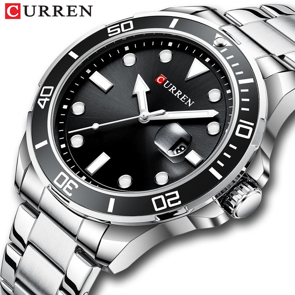 Curren Karyen Men's Waterproof Quartz Steel Band Business Casual Watch with Calendar