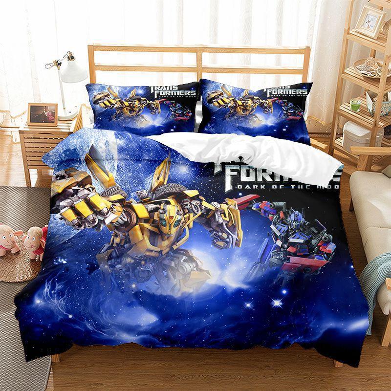 Transformers Printed Quilt Cover Pillowcase 3D Digital Printing Three-Piece Set