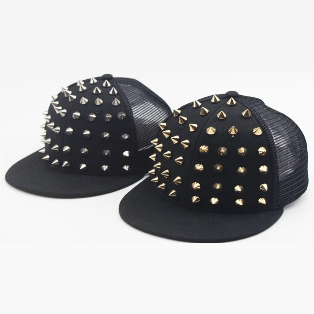 Sunshade Hip Hop Hat Adjustable Baseball Cap Casual Rivet Flat Hat Men and Women's