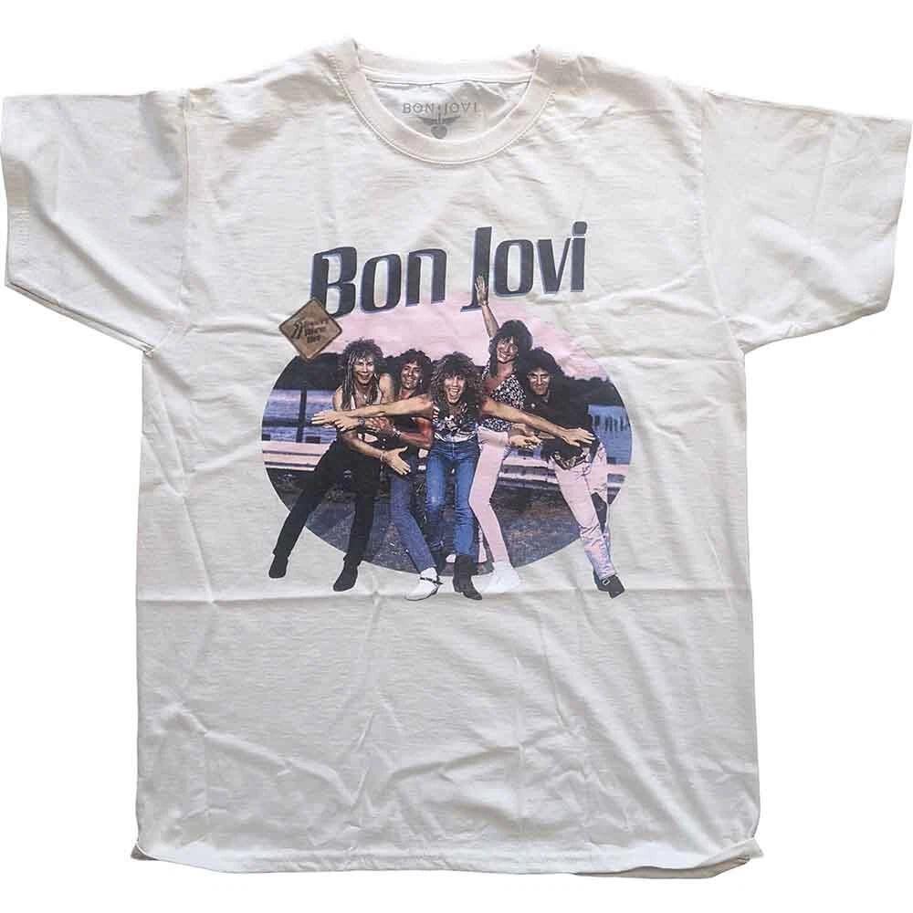 Bon Jovi T Shirt Breakout Band Logo Official Mens Natural XXL White 3XL