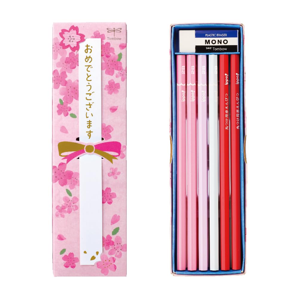 Tombow Pencil Celebration Pencil Set writing 2 red MONO Pink (10 pencils, pencils, eraser) MP-KW02-2B