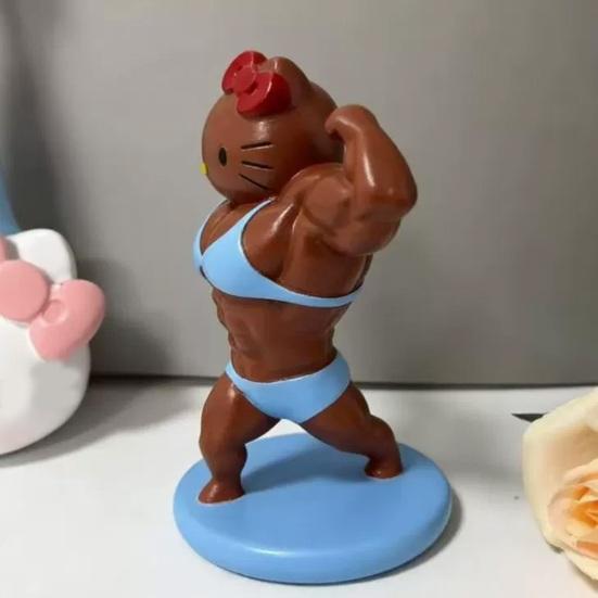 Muscular Cat Figurine, Funny Bodybuilder Cat Resin Statue, Collectible Gym Kitten Desktop Ornament for Office Desktop, Home Decor, Gifts for Fitness