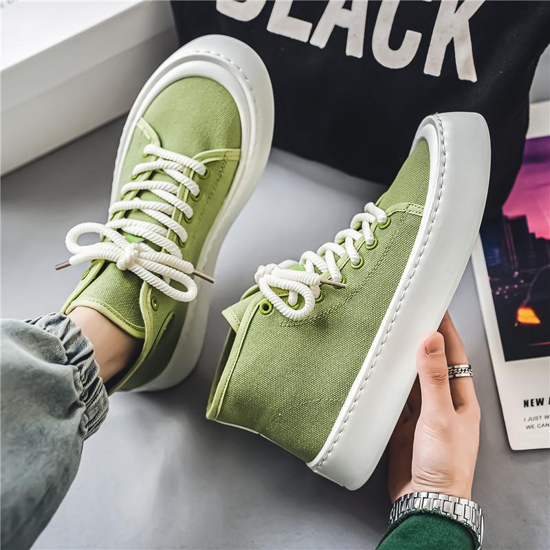 Męskie buty płócienne na co dzień, platforma, wulkanizowane, prosty design, do biegania, tenisówki, sznurowane, do użytku na zewnątrz, wysokie trampki dla mężczyzn