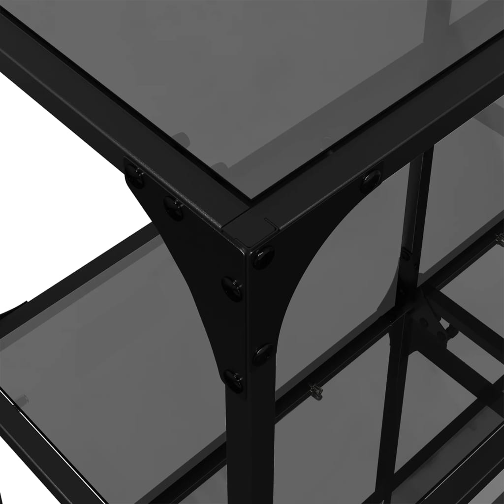 Console Table with Glass Top Black 98 x 30 x 81 cm Steel