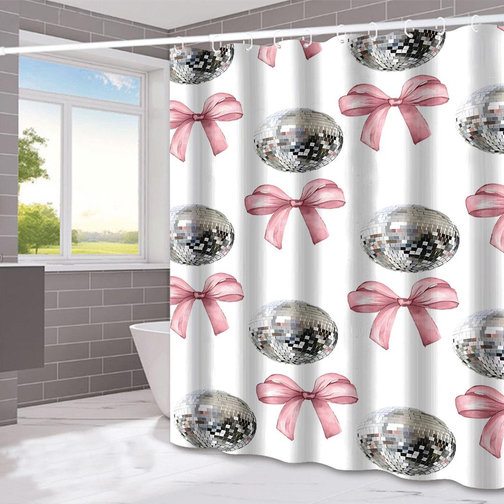 Santa Claus'S Bow Tie Washable Dirt-Resistant Shower Curtain Shower Head Waterproof Polyester Bath Curtain For Home Decor