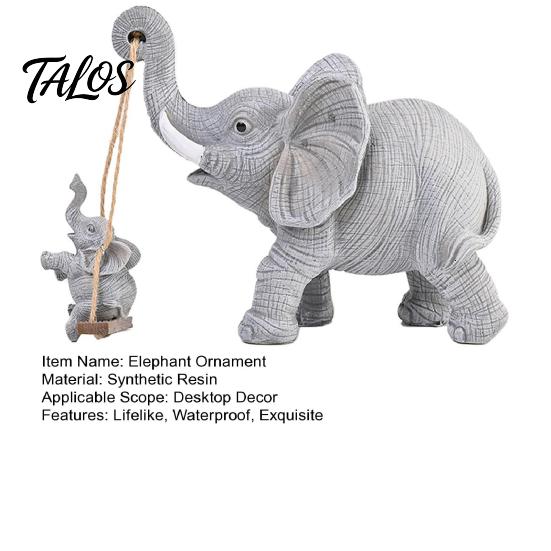 Elephant Ornament for Living Room Statue Resin Mother And Child Figurine Swing Art Piece Baby Sculpture Home Office Desktop Decor Lifelike