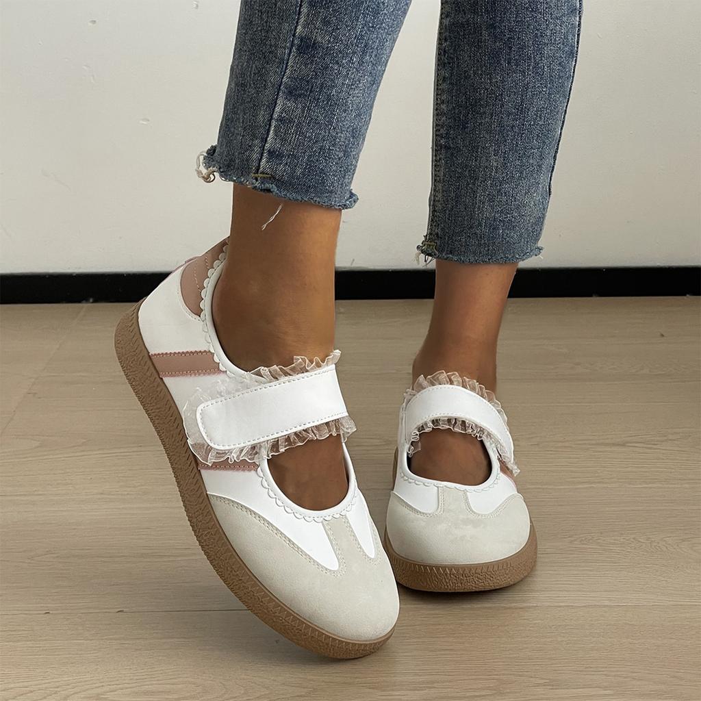 Women's Casual Retro with Lace and Hook and Loop Closure, Comfortable Soft for Everyday Wear