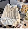 Korean Style Ice Silk Drawstring Hooded Sweater for Women - Autumn/Winter Knit Top 2025