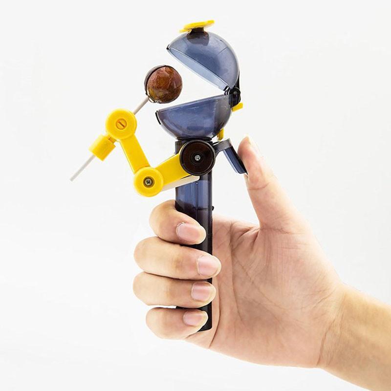 Adorable Kids Creative Eating Robot Lollipops Holder With Playful Stand For Baby Gifts