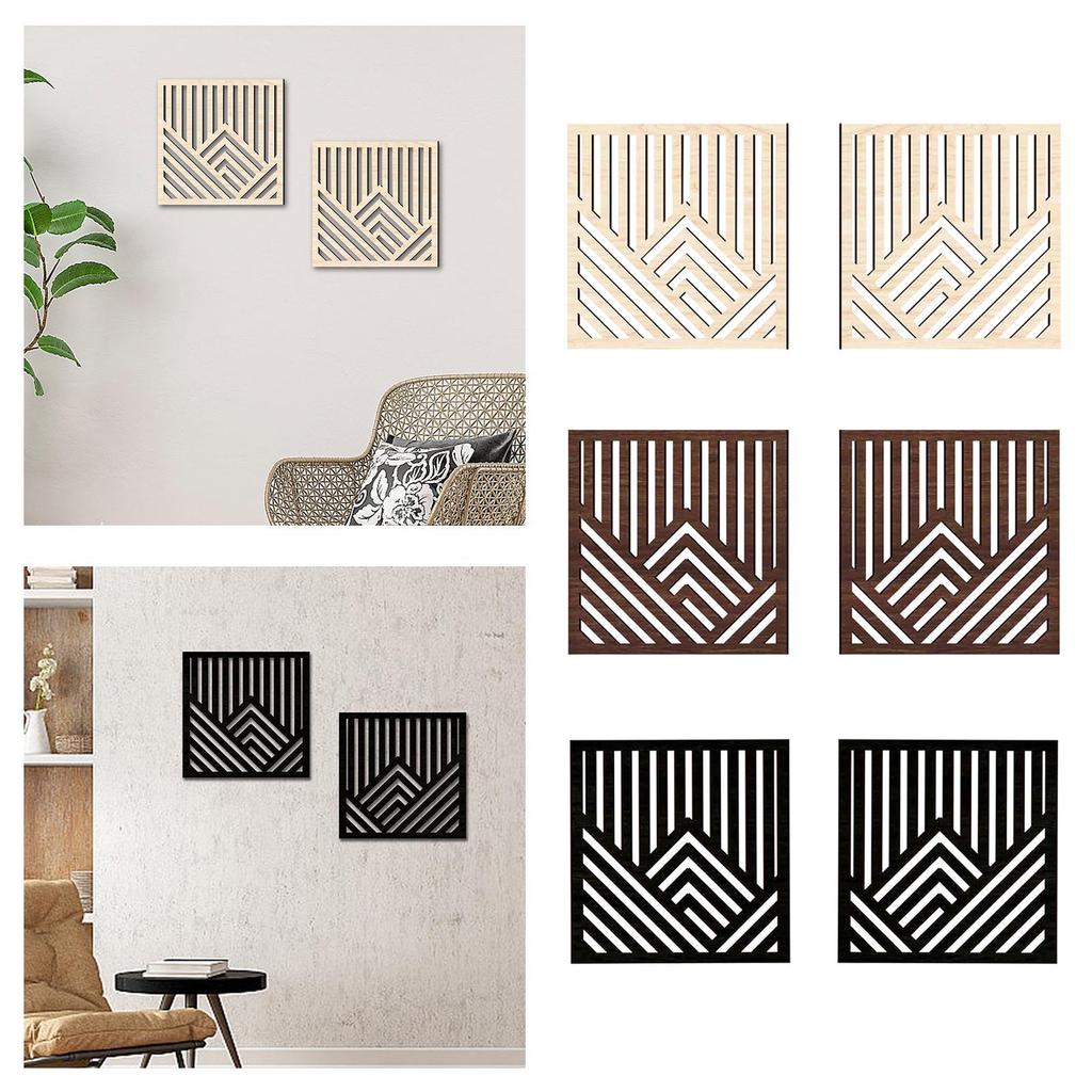 2Pcs Wooden Wall Art Panels Modern Ornaments Wood Wall Hanging Sculptures Boho Abstract Wall Decor for Office Living Room