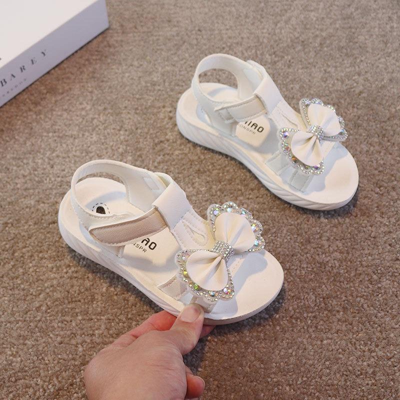 

New Summer Girls Princess Sandals, Casual Soft Sole Beach Shoes for Little and Big Kids 36 білий