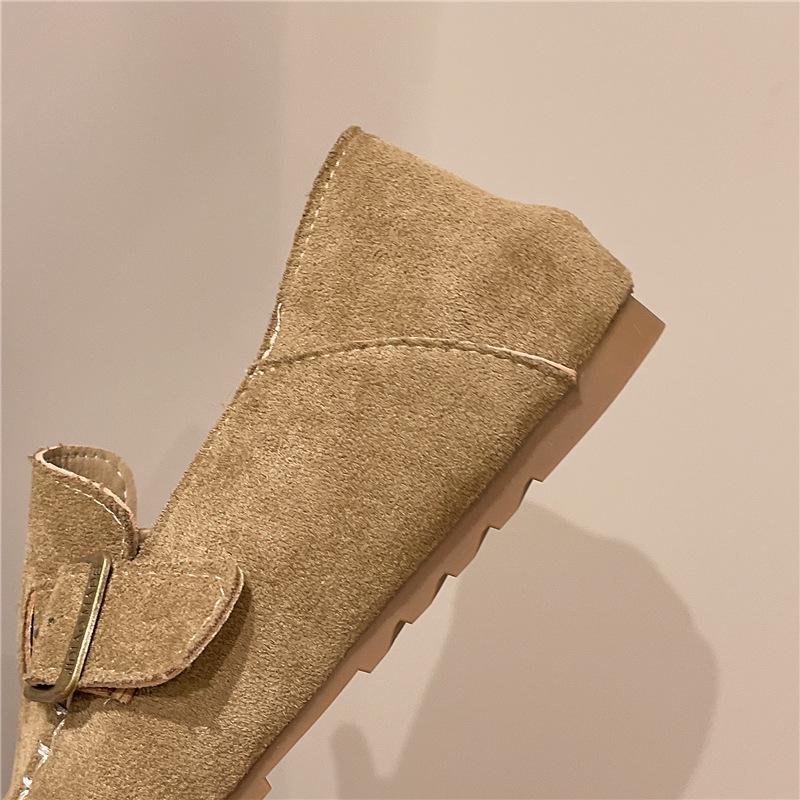 Retro Suede Round Toe Mary Janes with Hidden Heel & Soft Sole Loafers