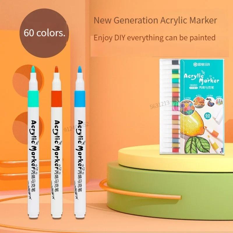 

12/80 Colors Acrylic Marker Rock Painting Kit for Kids Children Stone Paint Pens Kit Ceramic Glass Wood Handmade Crafts Art Suppl Practical Use