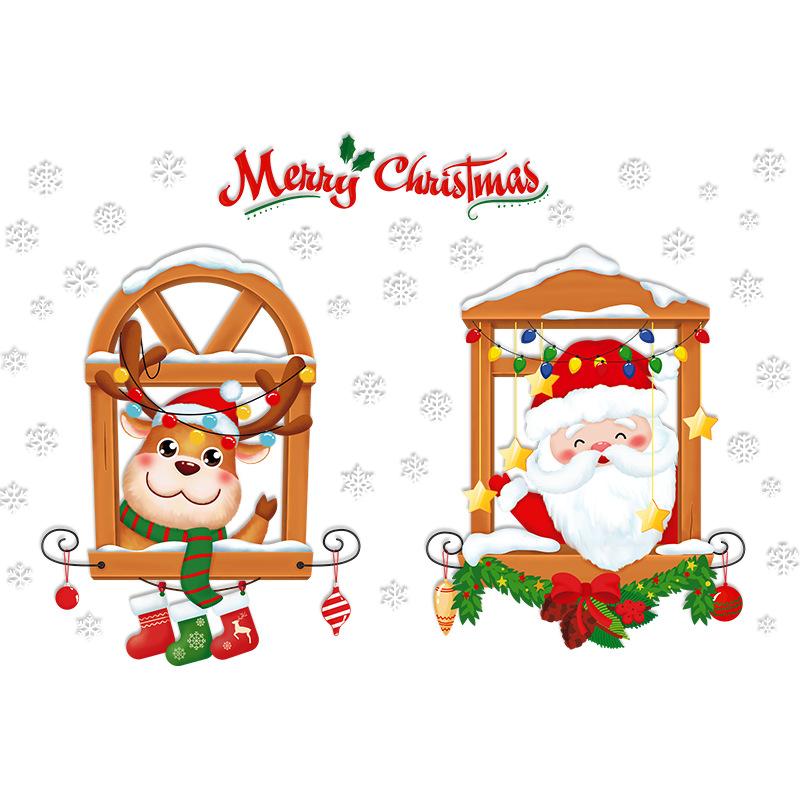 Santa Claus Electrostatic Window Lattice Scene Arrangement, Glass Door Stickers, Reindeer Showcase, Festive Atmosphere