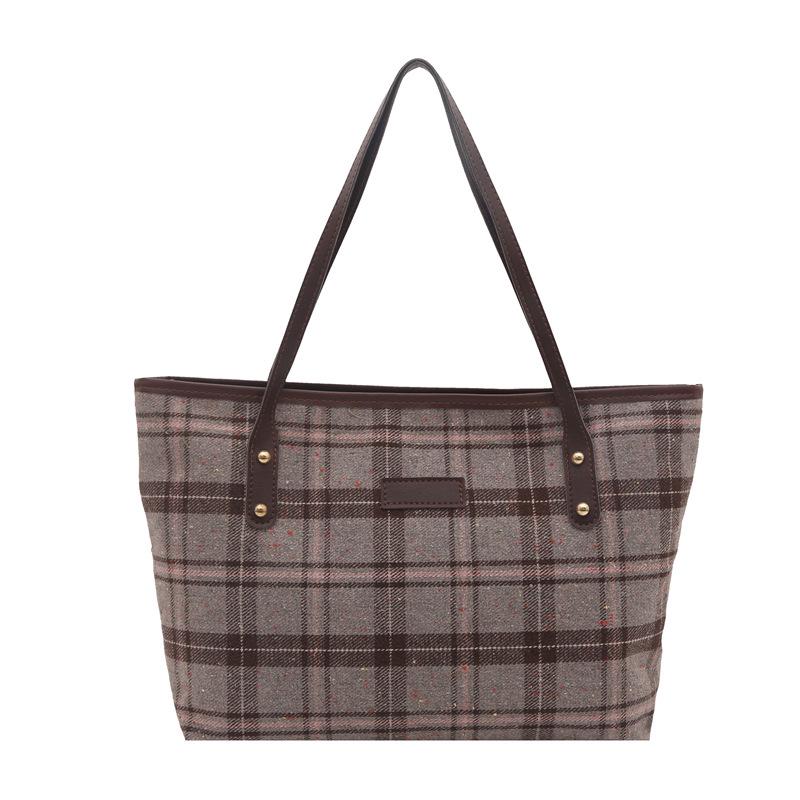Korean Style Plaid Tote Bag - Classic Versatile Large Capacity Shoulder Bag