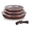 Set of 3 Frying Pans - - AM8866 - All Hobs Including Induction - 20/24/28 Cm + 1 Handle - Aluminum - Ceramic Coating