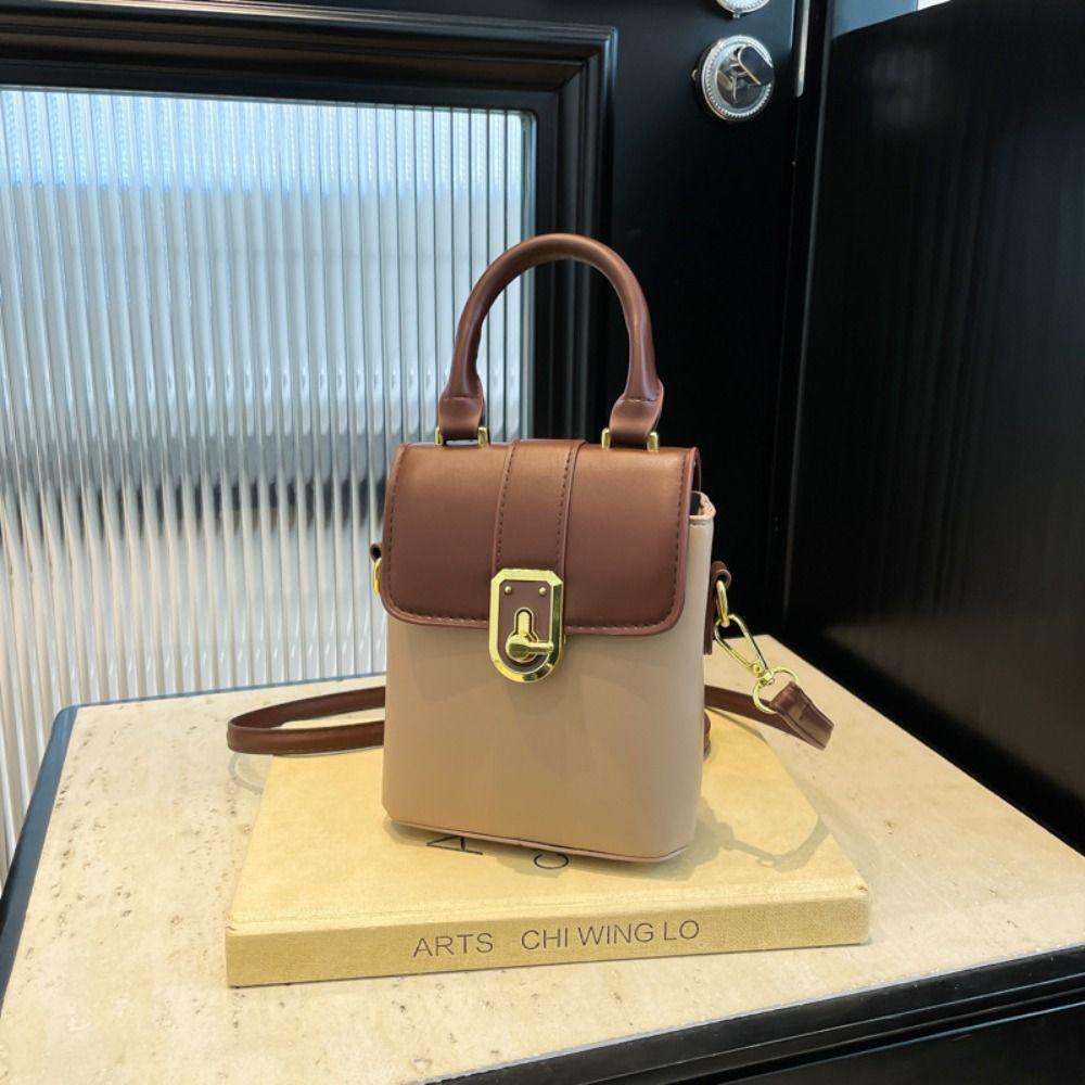 Handbag Contrast Color Phone Bag Korean Style Ins Square Tote Bag Simple Shoulder Bag Streetwear