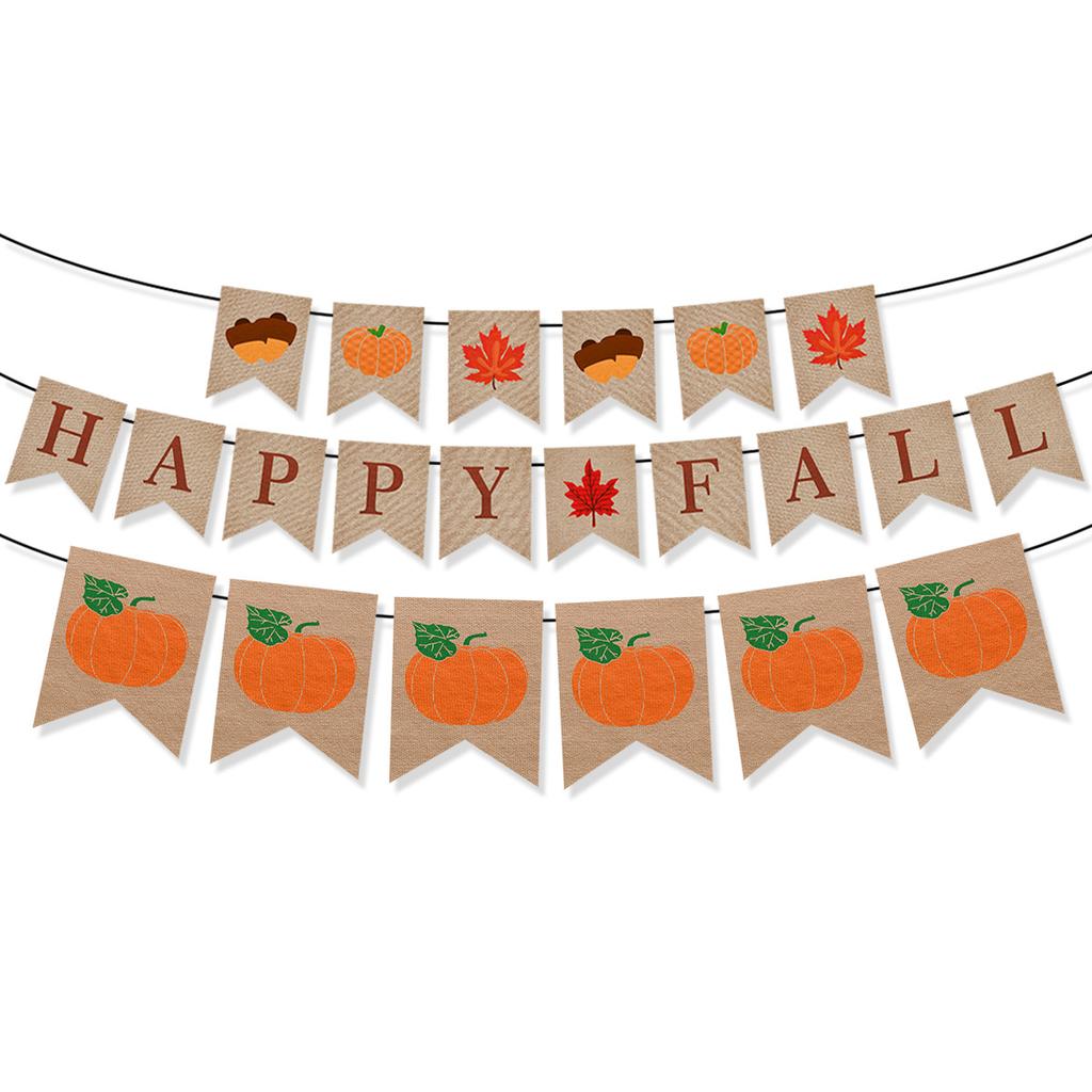 Friends Giving La Flag Thanksgiving Turkey Pumpkin Maple Leaf Decoration Banner Hanging Bar Customization