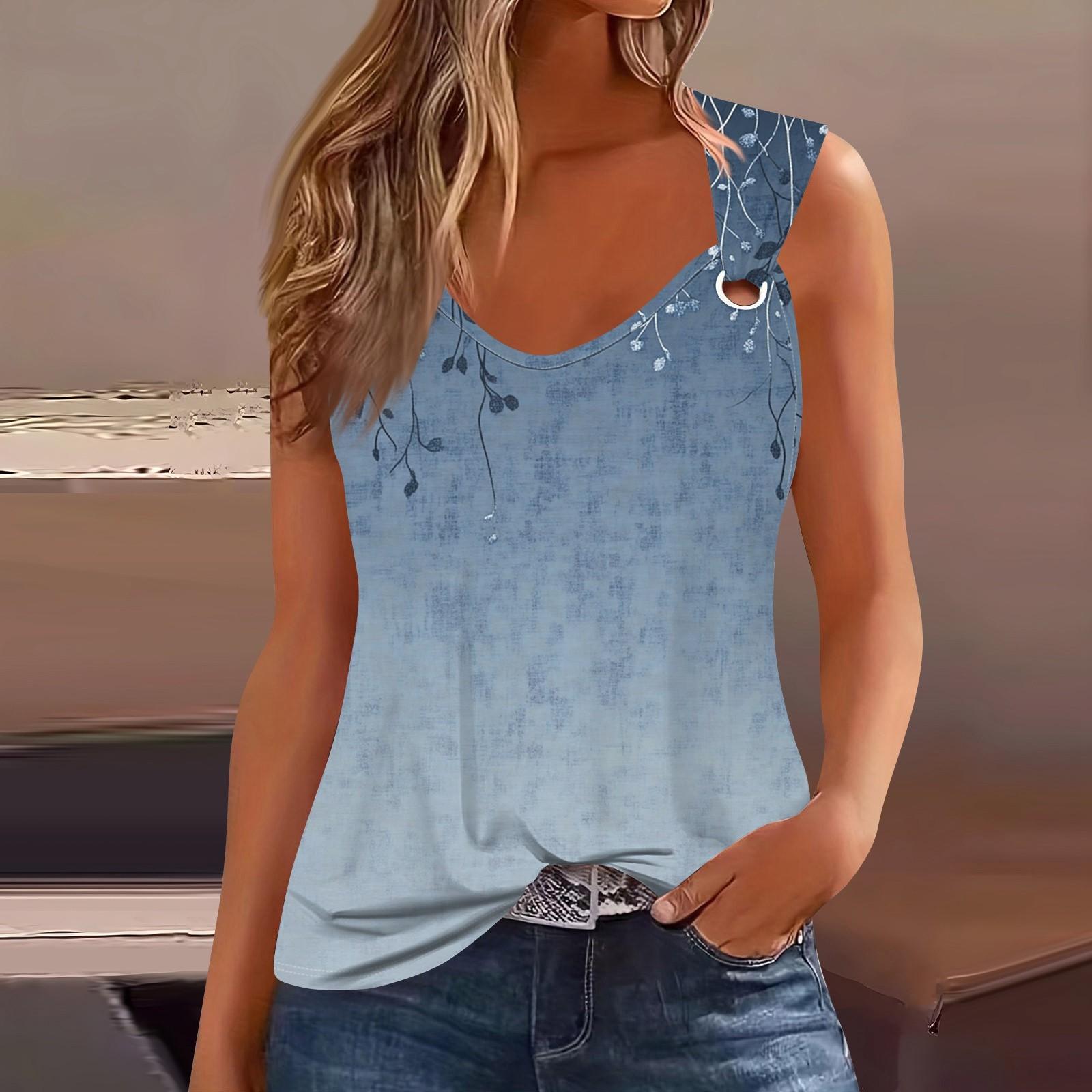 

Женская майка с V-образным вырезом, базовая, с принтом, повседневная, струящаяся, без рукавов, с глубокими боковыми вырезами для женщин S