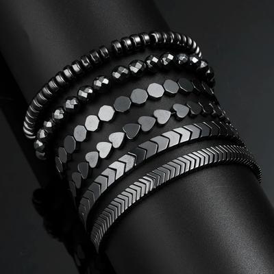 Bracciale non magnetico in ematite nera Bracciale in pietra naturale con pietra biliare nera fatta a mano con corda intrecciata Gioielli sanitari