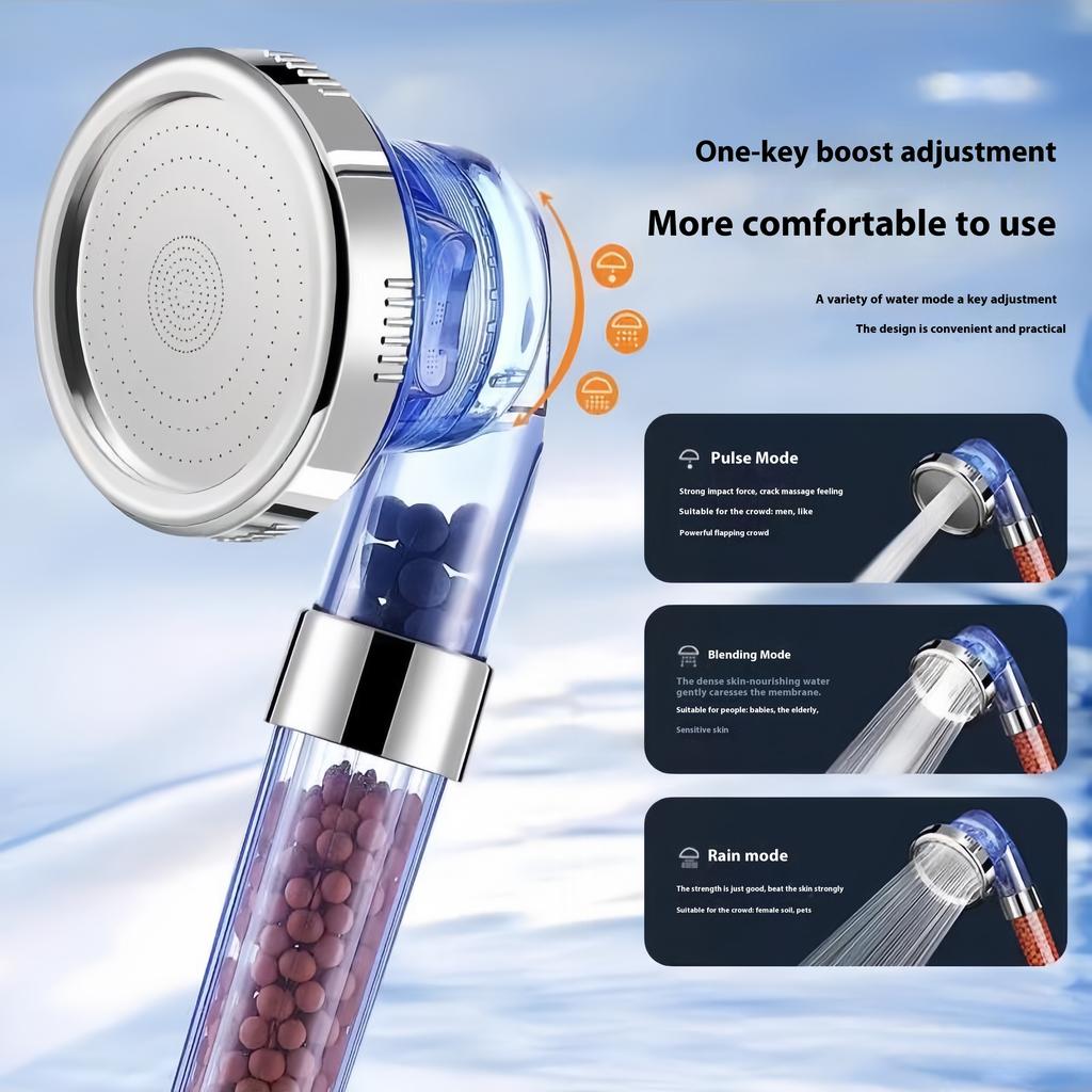 Household Filtered Shower Head High Pressure Water Saving Spray Handheld Clear Showerheads with With Filter Beads for Bathroom