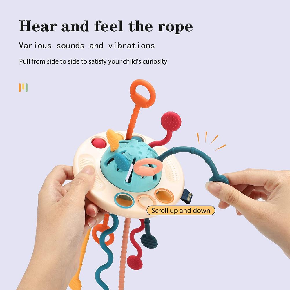 Develop teething toy montessori sensory toys baby toy silicone pull rope educational toys for babies 0-12 months