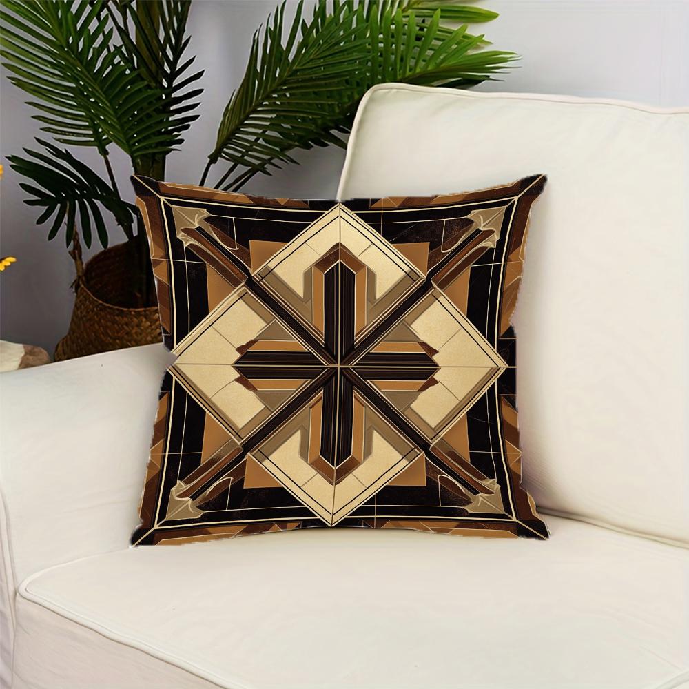 

Черное Золото Геометрический Винтажный Арт Принт Наволочка Чехол для Подушки Полиэстер Чехол для Подушки Домашний Декор Наволочка с Молнией 16x16Inch