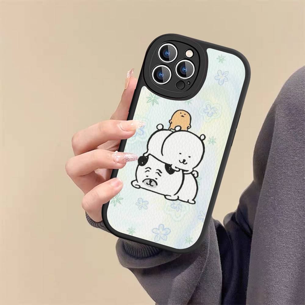 Cute Joke Bear Leather Phone Case For IPhone 16 16e 15 14 13 12 11 Pro Max Plus Mini Cover
