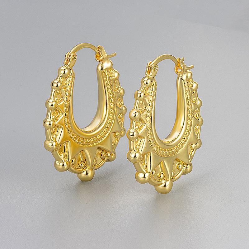 Exaggerated Personality Gear Texture Titanium Steel Earrings Niche Design Sense Exquisite Women s Earrings copper
