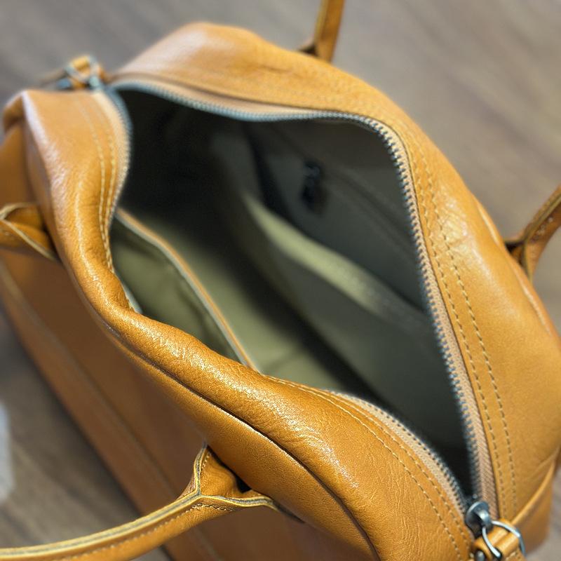 Johnature Simple Solid Color Soft Cowhide Handbag Retro Genuine Leather Shell Bag Versatile Shoulder Bags