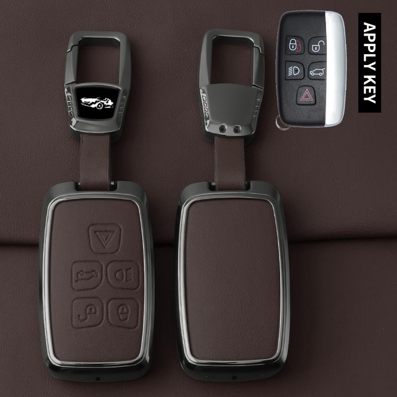 Metal Leather Car Key Case Cover Fob For Land Rover Range Rover Sport Evoque Freelander Velar Discovery 4 Jaguar Xe Xj Xf Guitar