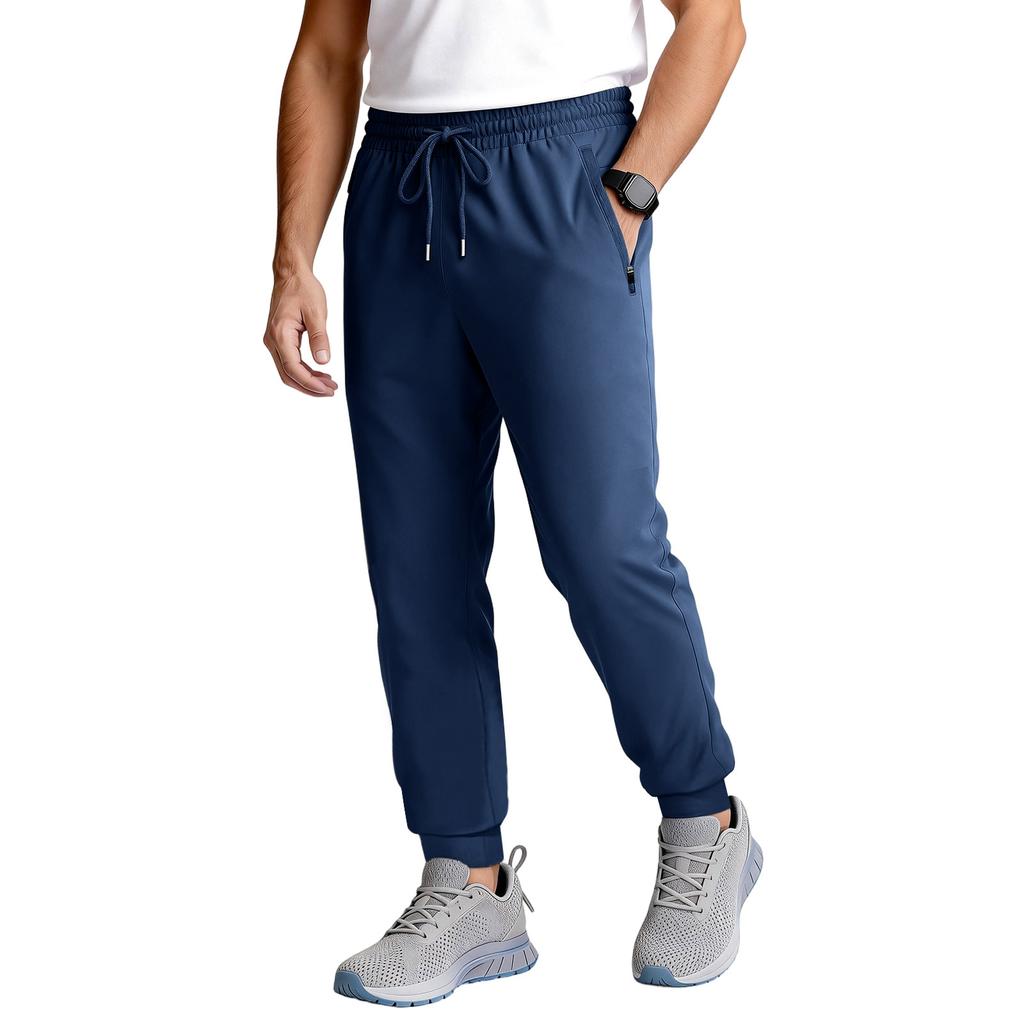 Men's Tapered Joggers With Zipper Pockets | Elastic Quick-Dry Athletic Pants For Workout & Running
