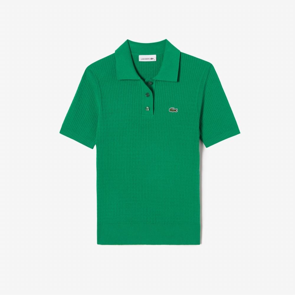 

Женский свитер поло с короткими рукавами LACOSTE желто-зеленый