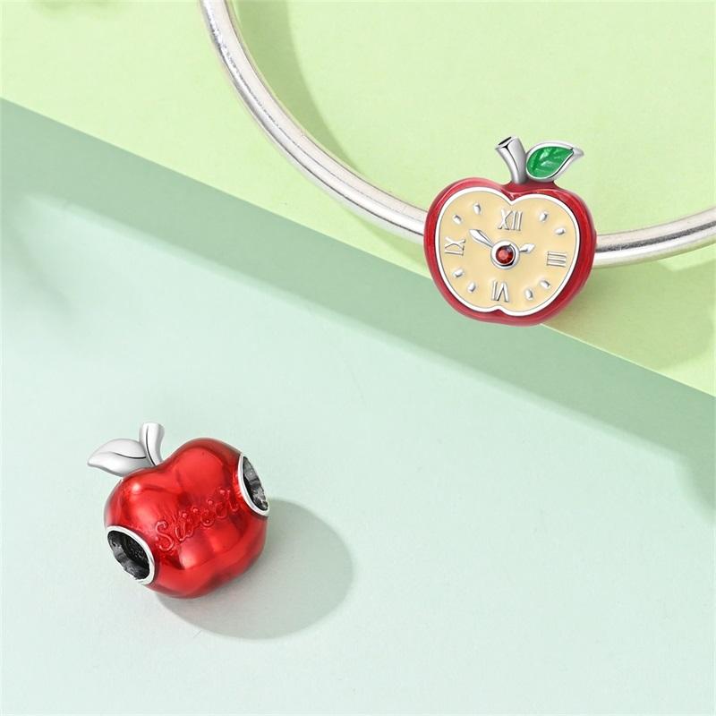 New 925 Silver Red Series Heart-Shaped Strawberry Rose Charms Beads For Women Fit Bracelet DIY Jewelry Gifts