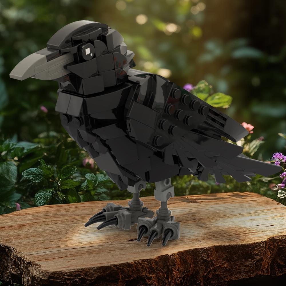 Halloween MOC Raven Model Building Blocks Sets Clever Raven Black Bird Home Ornament DIY Brick Toy Adult Xmas Gift