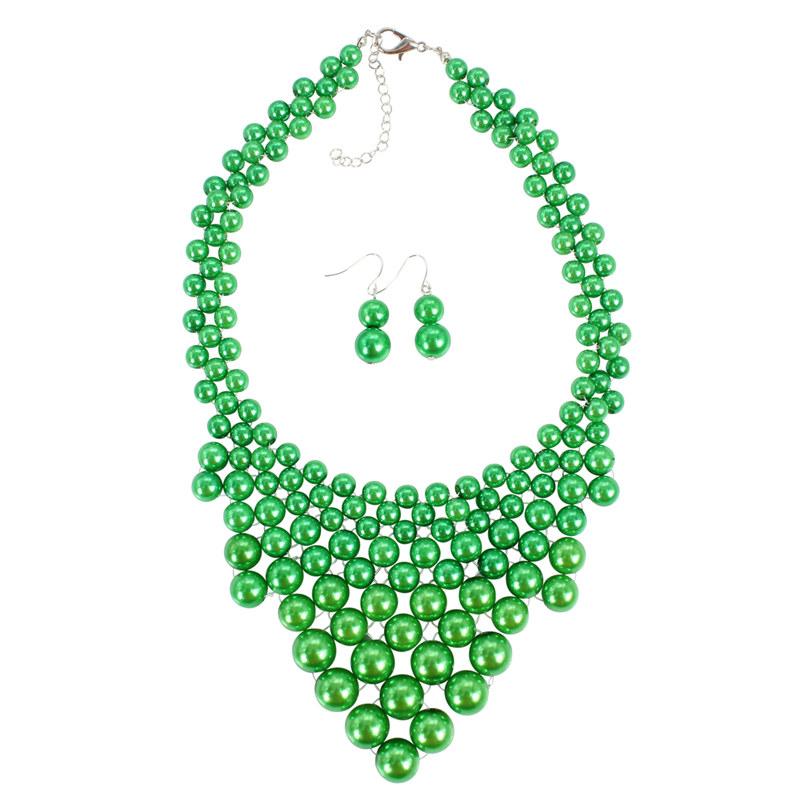 Imitation Pearls Woven Collar for Women Fashion Necklace Ladies Clavicle Chain with Earrings GZW