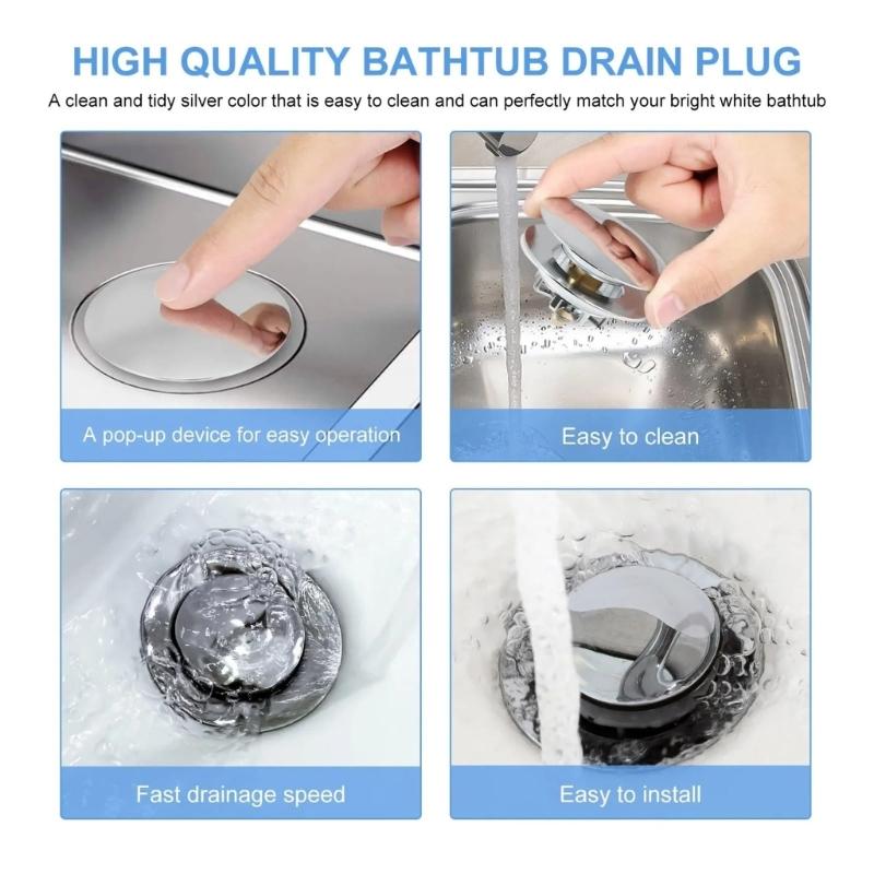 Brass Bathtub Stopper Push Type Bounce Cores Shower Drain Hair Catcher Universals Bath Tub Drain Stoppers Drain Plug