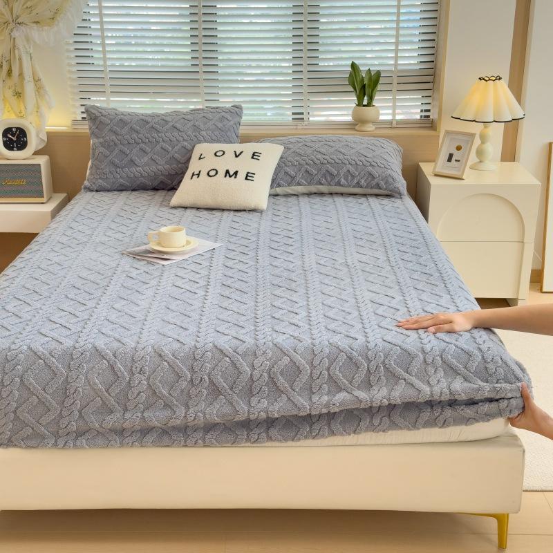 2025New Thickened Warm Bed Sheet Single Piece Autumn Winter Coral Fleece Bed Sheet Taffeta Mattress Protector