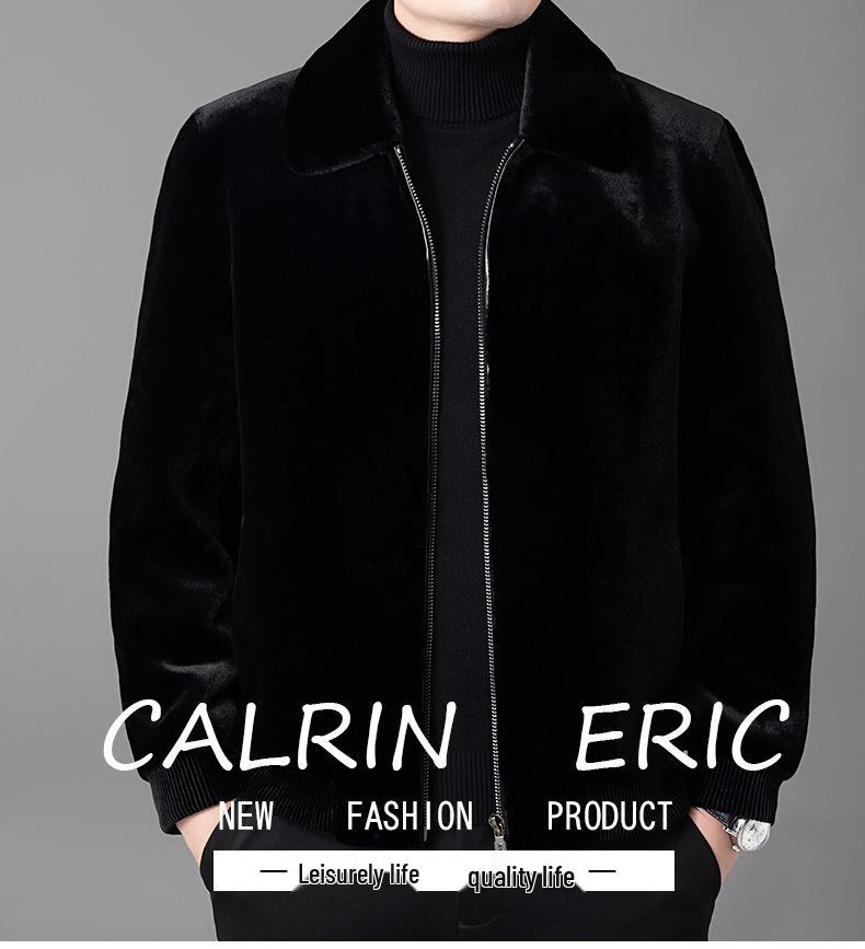Men's Winter Faux Mink Coat 2025 - Warm, Thickened, Solid Color Lapel for Middle-Aged and Young Business Casual.