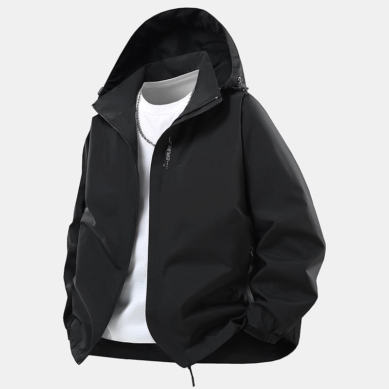 Unisex Outdoor Windproof Rainproof Jacket with Detachable Hood - Spring/Autumn Style