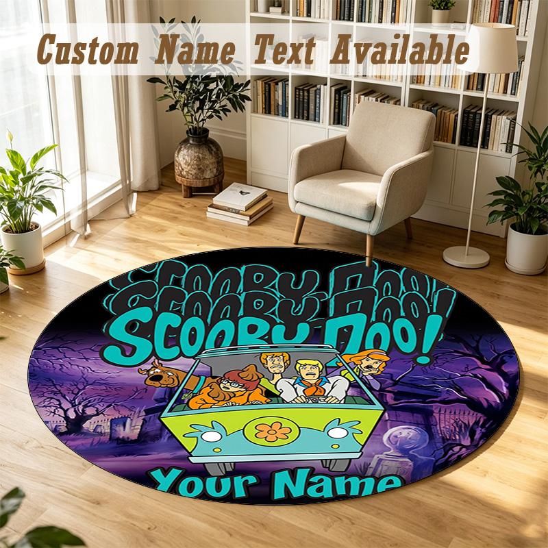 Scooby-Doo Personalized Round Rug Support Custom Name, Soft Home Decor Mat