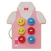 Kids Wooden Threading Button Beads Lacing Board Toy Pink