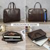 Men Full Grain Waxed Leather Briefcase Fits 14 Inch Laptop Business