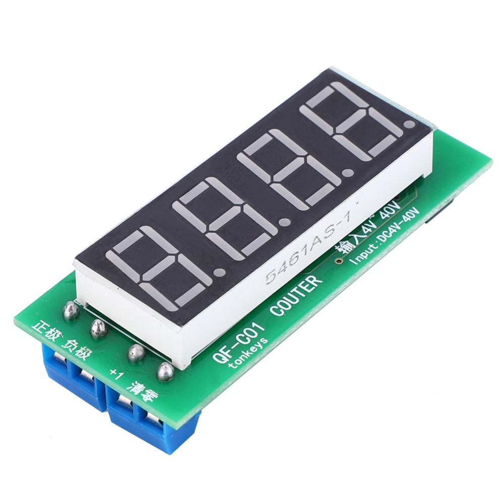 QF-C04 4-Digit Digital Counter Module with Memory Function DC4-40V Counter Module Red Light Electrical Equipment