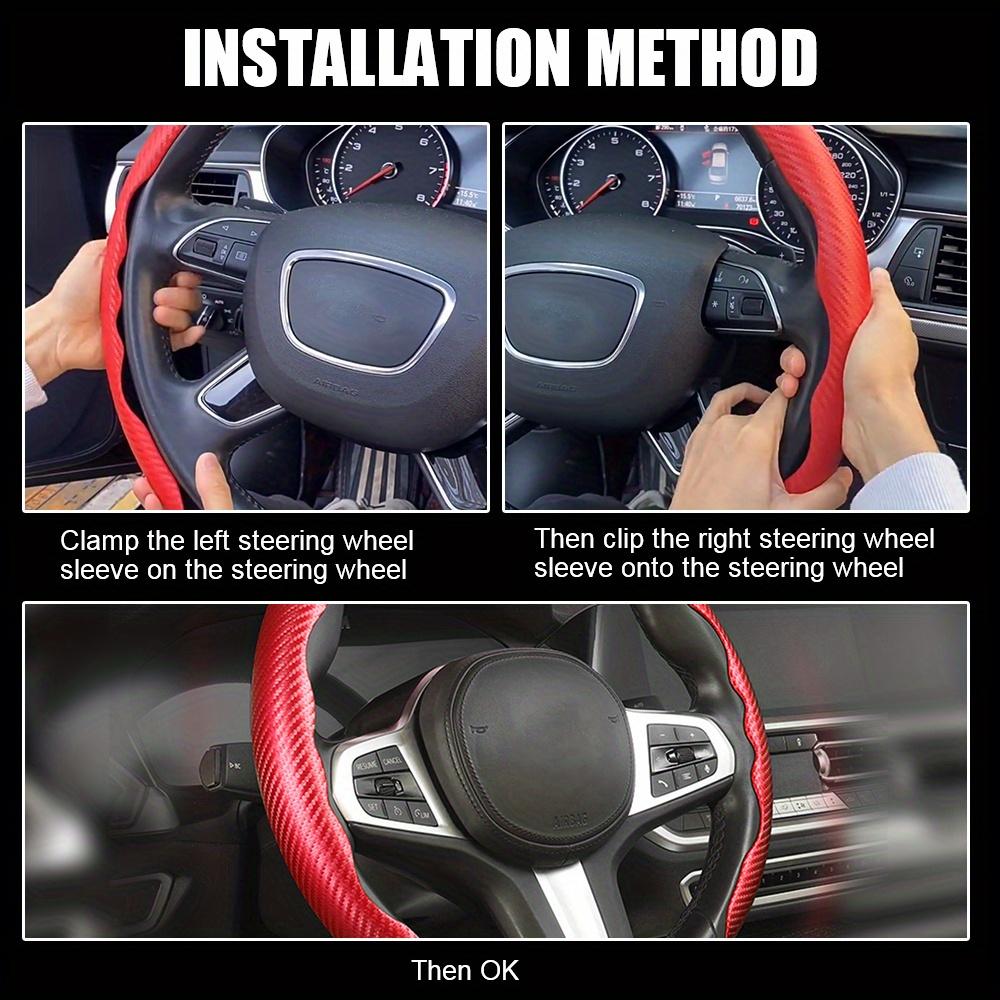 1 Pair Car Steering Wheel Covers Booster Micro Fiber Leather Auto Interior Decorative Accessories Universal Carbon Fiber Looking