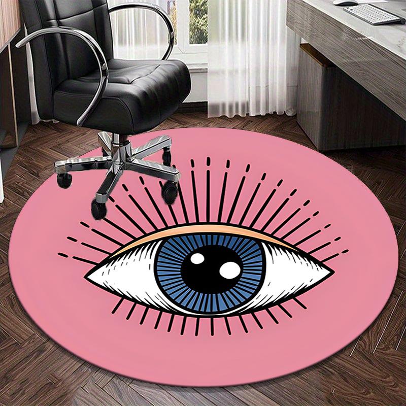 Turkish Evil Eye Round Carpet Chair Cushion Round Entryway Rug, Soft Round Rugs for Living Room, Bedroom, Circle Carpet Decor Gifts