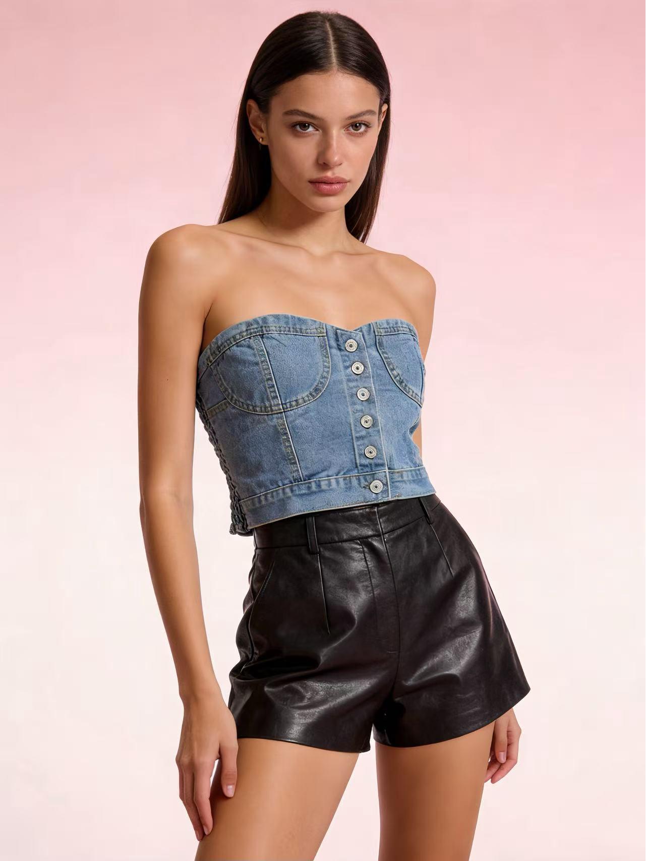 Стильный женский облегающий джинсовый жилет с акцентом на талии, сексуальный Large