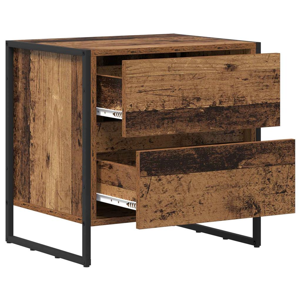 Nightstand Set of 2 Reclaimed Wood Look 50 X 39.5 X 50 Cm Engineered Wood