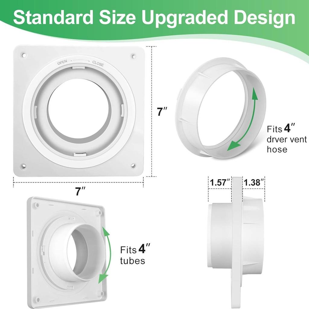 Dryer Vent Kit Wall Mounted Air Conditioner Connector Plate Indoor Dryer Vent Kit for Home Kitchen Room Bedroom Rv Bathroom